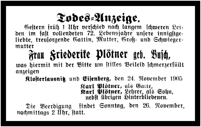 1905-11-24 Kl Trauer Ploetner